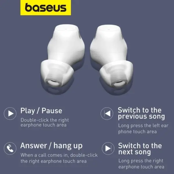 Baseus Bowie WM01 TWS Auriculares Bluetooth Brancos